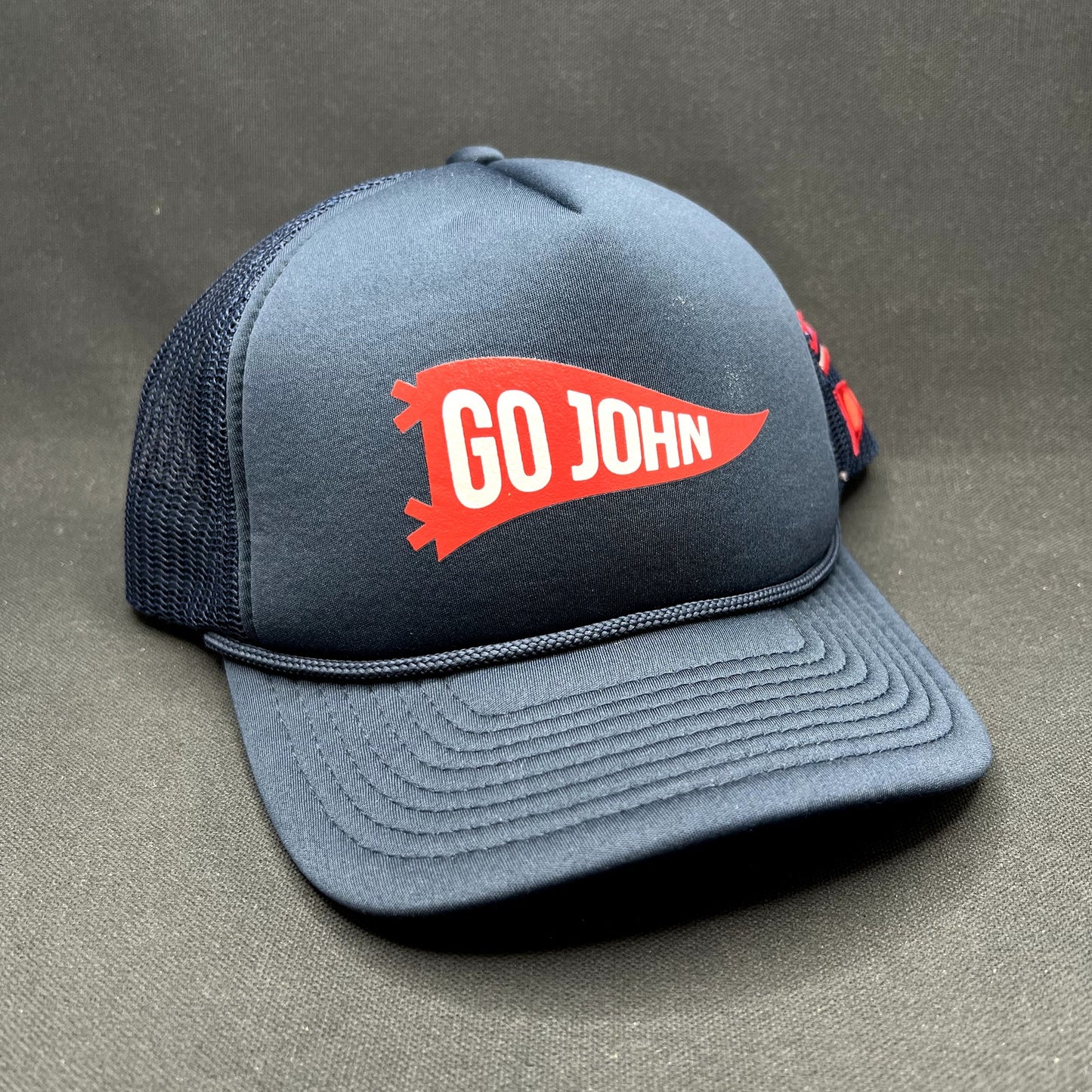 Vintage Go John Patriotic Trucker Snapback Hat USA Flag Mesh Cap