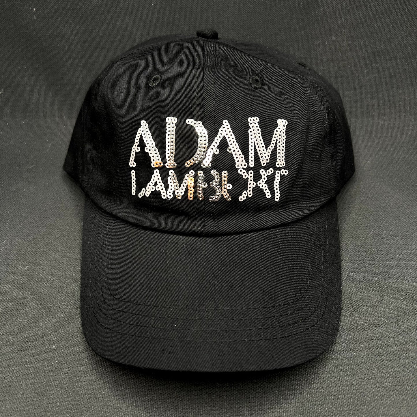 Adam Lambert Sequin Logo Snapback Hat Black Pop Rock Concert Cap