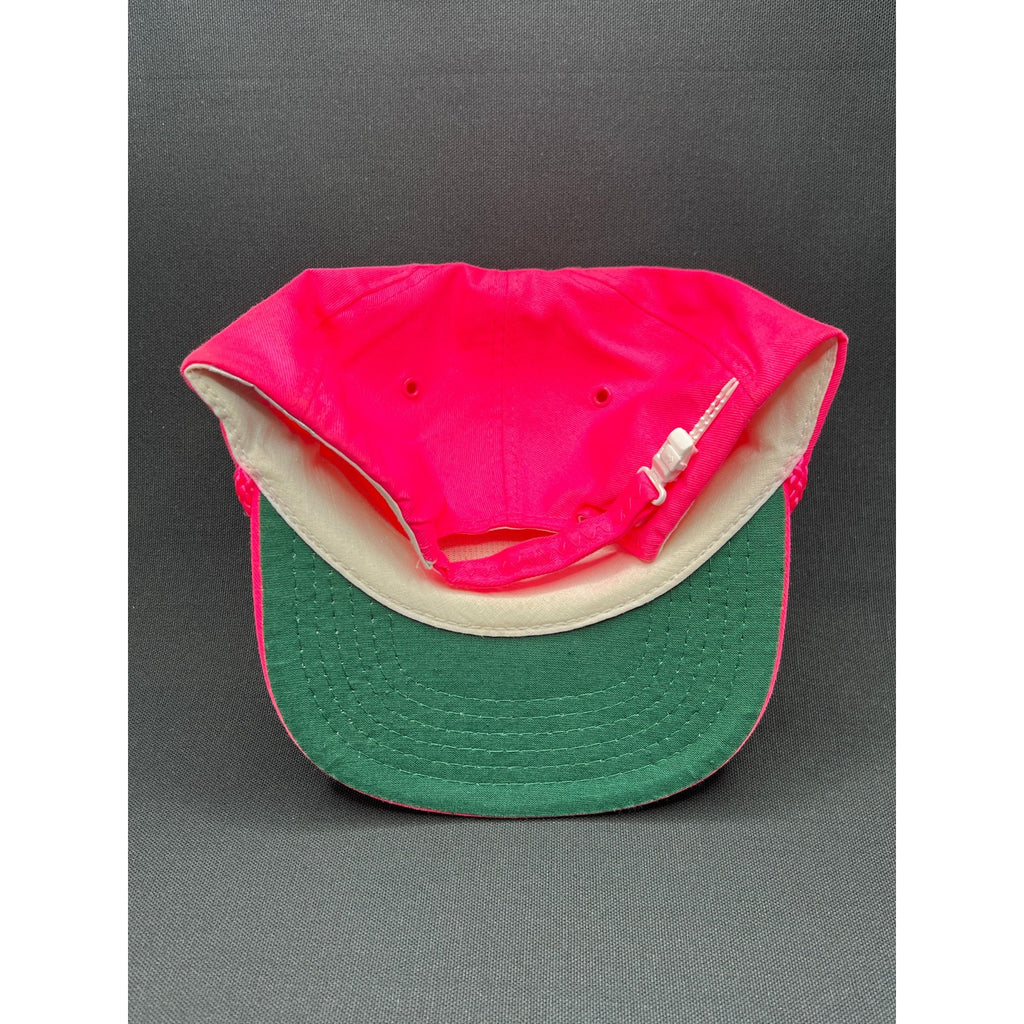 Vintage 1980s Norway Beach Cass Lake Minnesota Zipperback Hat – Neon Pink Rope