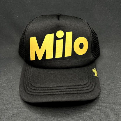 Milo Trucker Snapback Hat Black Yellow Foam Mesh Cap