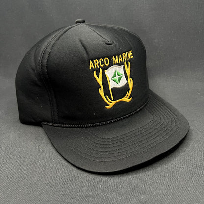 Vintage ARCO Marine Snapback Hat Black Rope Cap USA Oil Gas