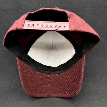 Bloomfield Hills Snapback Hat Burgundy Gothic Script Cap
