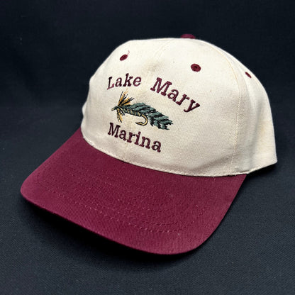 Vintage Lake Mary Marina Fishing Fly Snapback Hat KC USA