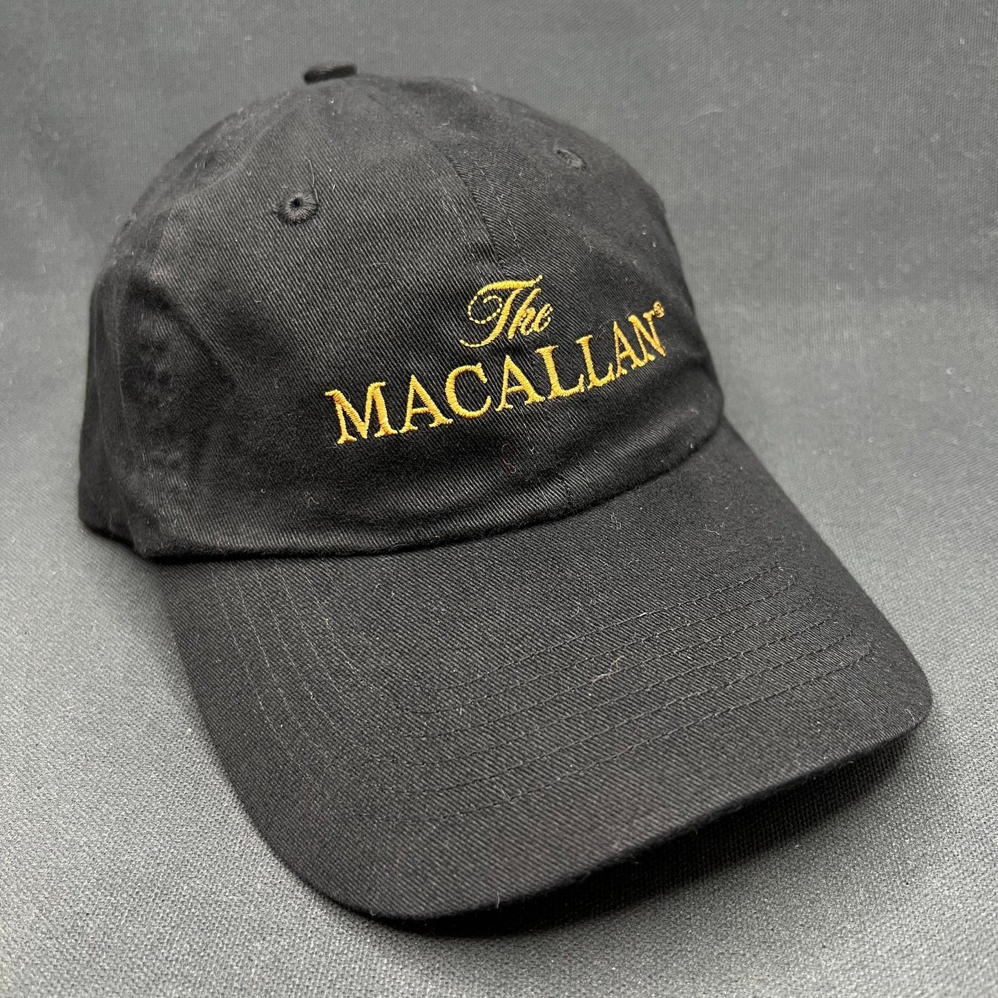 The Macallan Scotch Whisky Strapback Hat Black Gold Embroidered