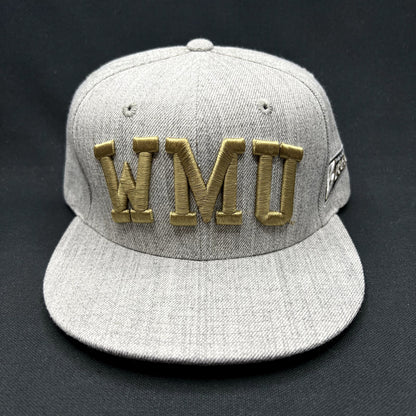 Western Michigan University WMU Snapback Hat Gray Gold W Republic Cap