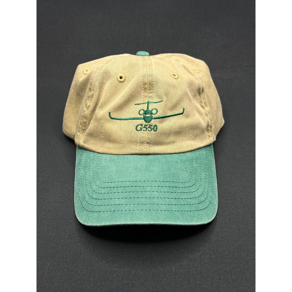 Gulfstream G550 Aspen Hat – Vintage Khaki & Green Dad Cap Private Jet Aviation