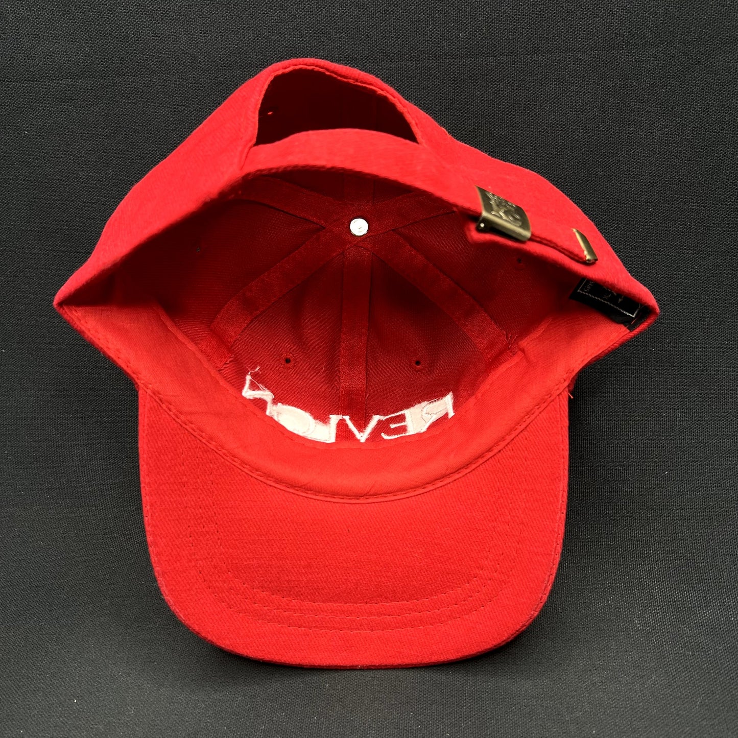 Vintage Revlon Cosmetics Promotional Strapback Hat Red KC Caps Headshots