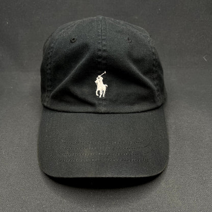Polo Ralph Lauren Black Strapback Hat White Pony Logo Classic Sport Adjustable