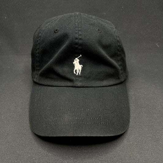 Polo Ralph Lauren Black Strapback Hat White Pony Logo Classic Sport Adjustable