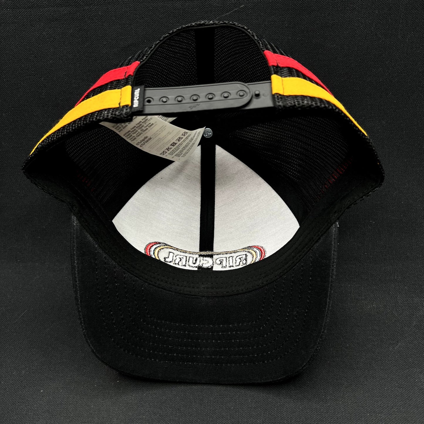 Rip Curl High Profile Trucker Snapback Hat Black Retro Surf Cap