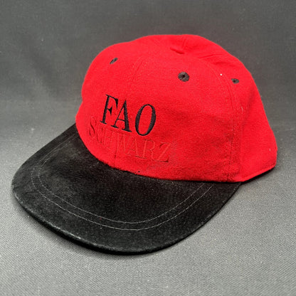YOUTH Vintage FAO Schwarz Strapback Hat Wool Red Black