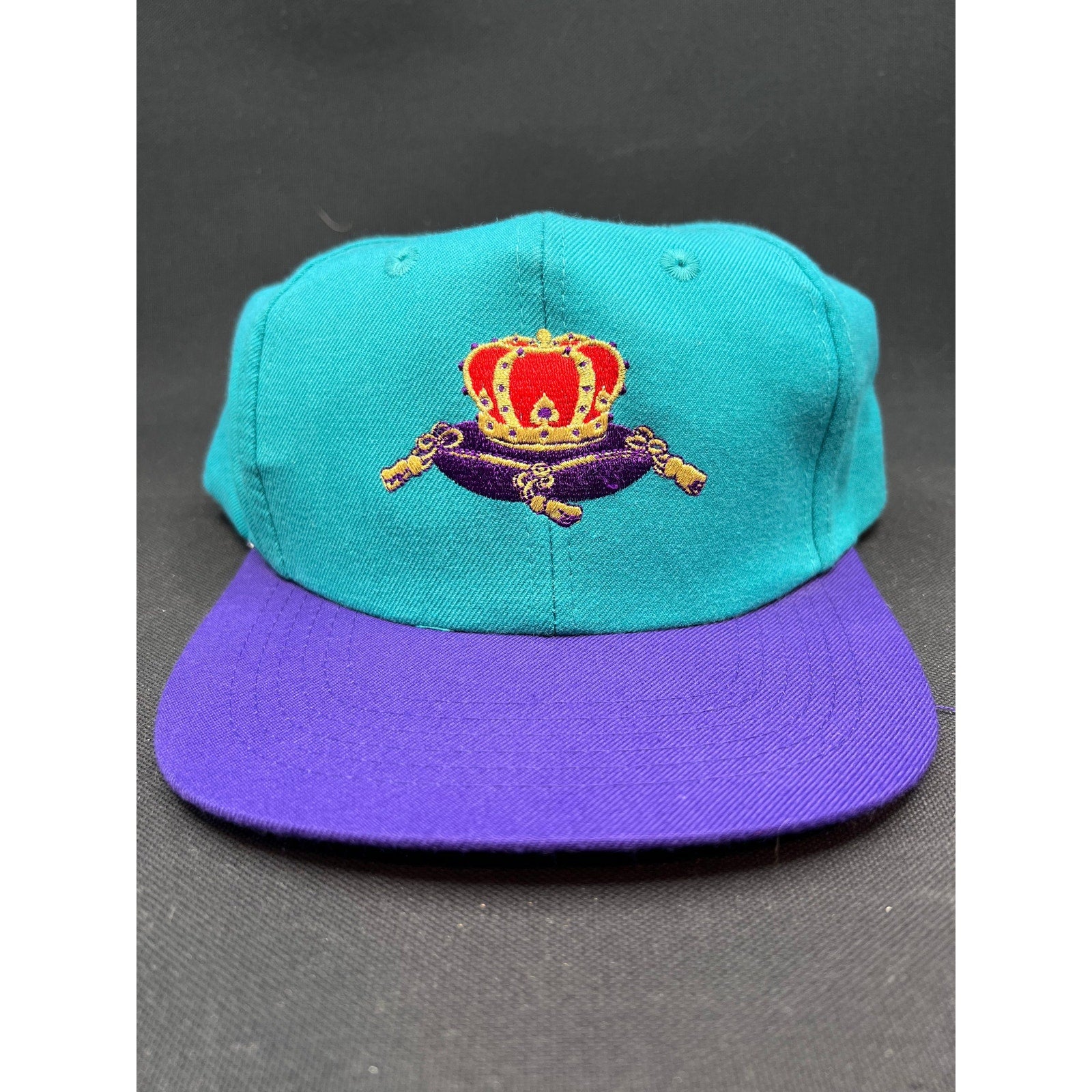 Vintage 90s Crown Royal Snapback Hat Teal Purple Embroidered Logo Taiwan