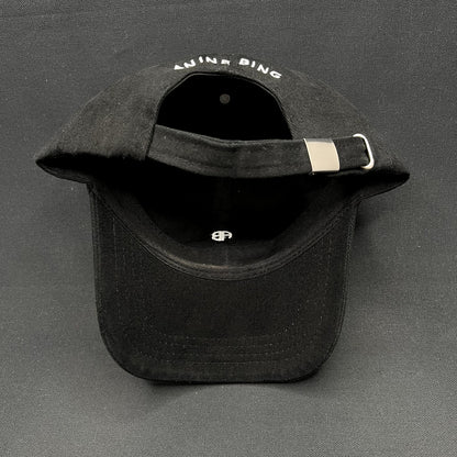 Anine Bing Sport Logo Strapback Hat Black Designer Cotton Dad Cap One Size