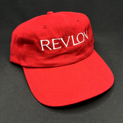 Vintage Revlon Cosmetics Promotional Strapback Hat Red KC Caps Headshots