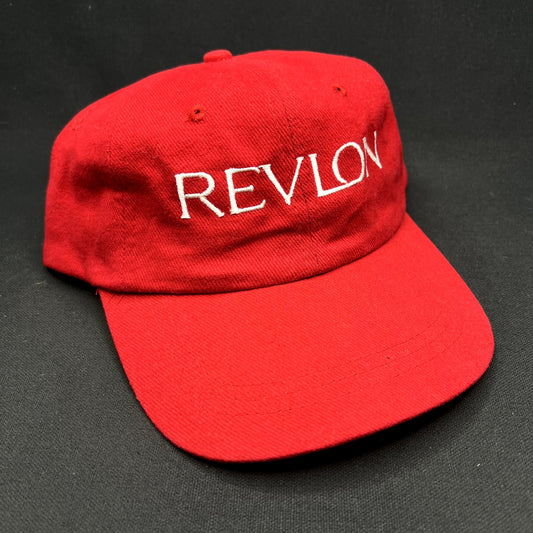 Vintage Revlon Cosmetics Promotional Strapback Hat Red KC Caps Headshots