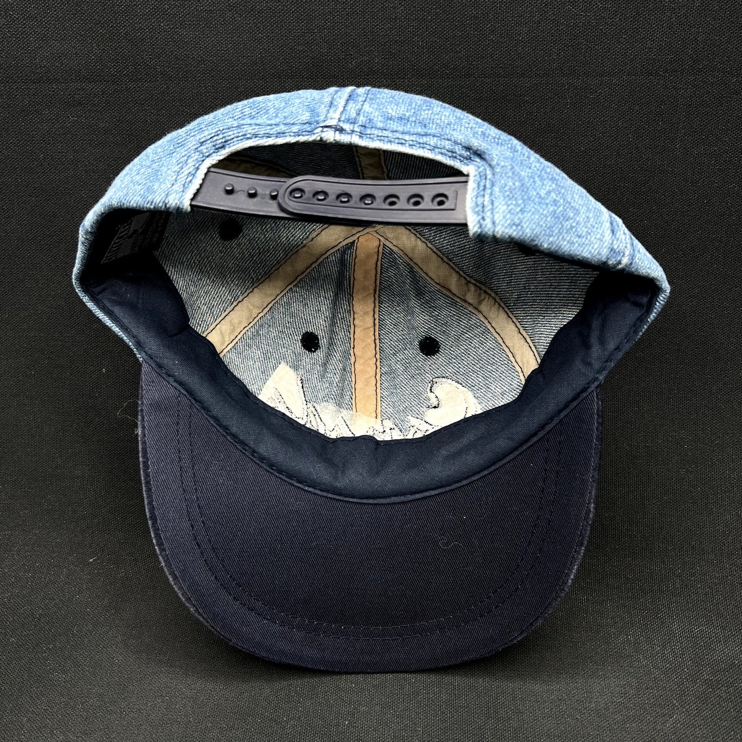 Vintage Canada Victoria Denim Snapback Hat Suede Brim Cityscape