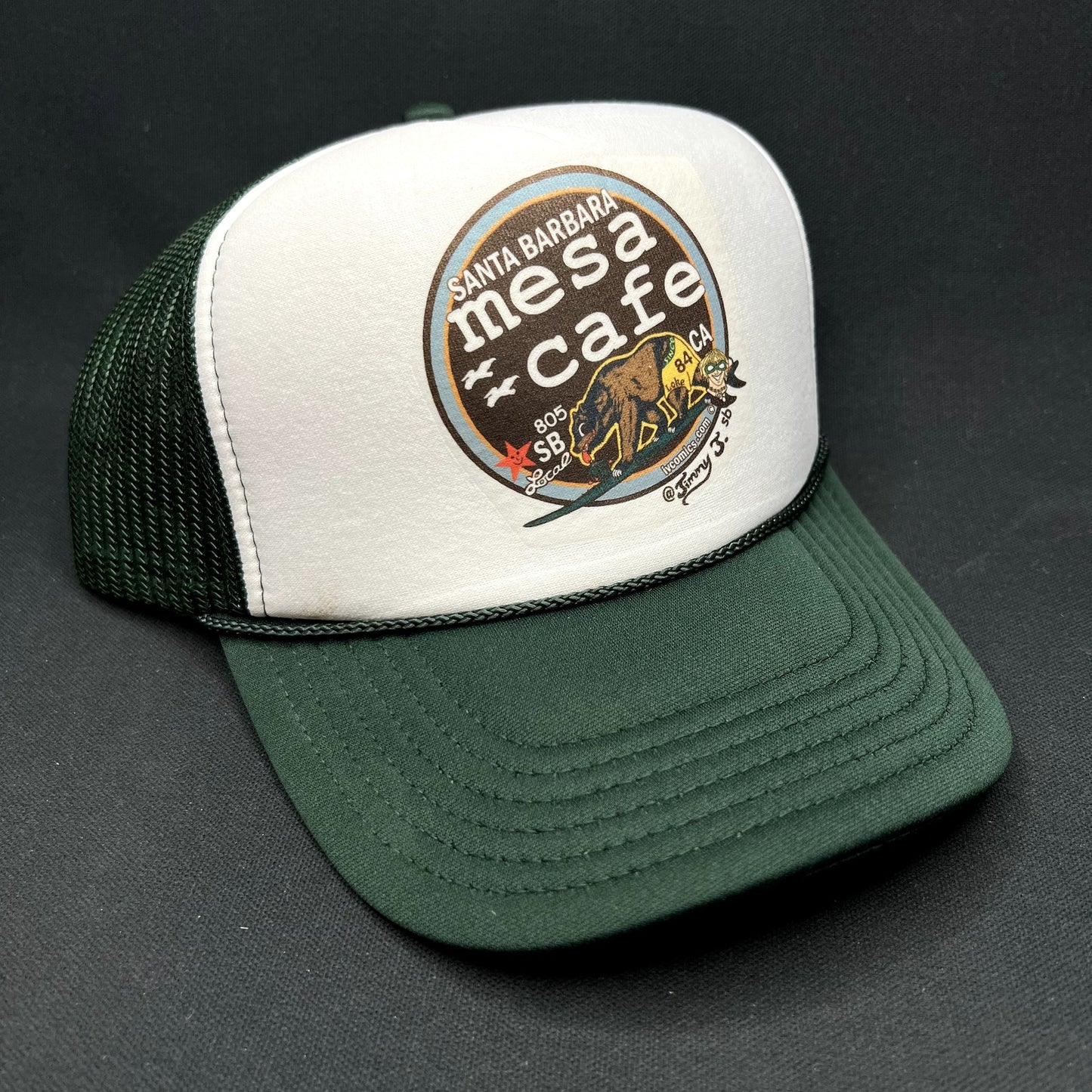 Mesa Cafe Santa Barbara Trucker Snapback Hat Bear Logo California