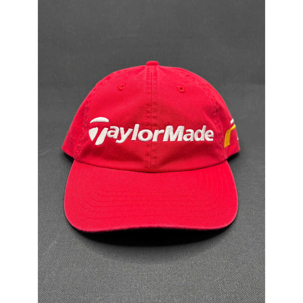 TaylorMade Golf Strapback Hat – Red Cotton Cap w/ Black Brim