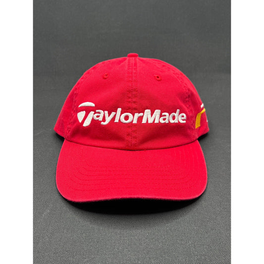 TaylorMade Golf Strapback Hat – Red Cotton Cap w/ Black Brim