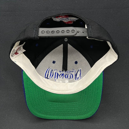 Vintage Hideo Nomo Dodgers Nutmeg Snapback Hat MLB Black Blue 90s