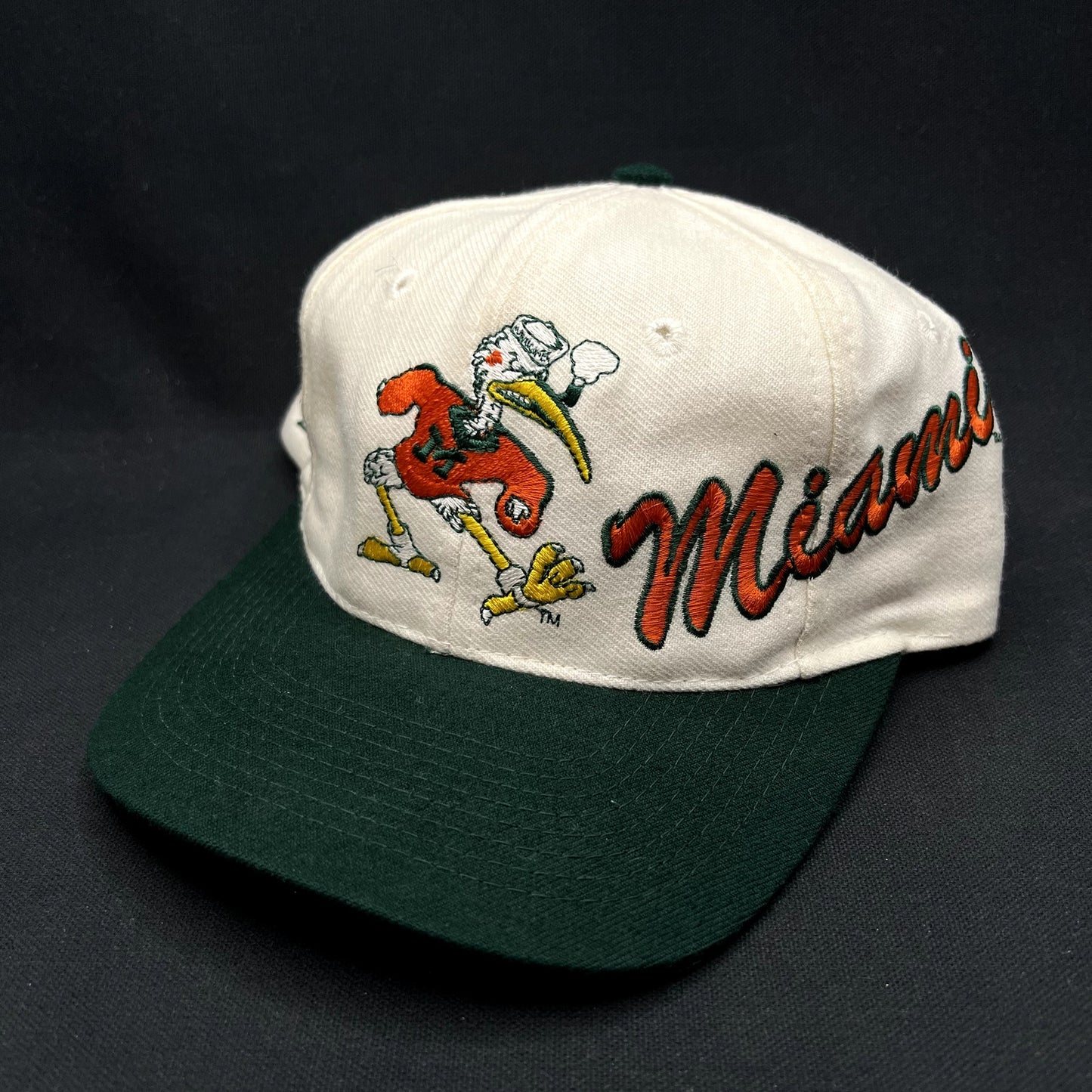 Vintage Miami Hurricanes Sebastian Apex One Snapback Hat NCAA Taiwan