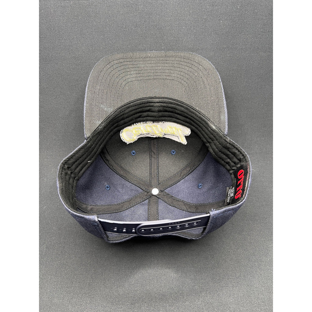 Vintage “Central Skid Row” Denim Snapback Hat 1990s OTTO Cap Yellow Script Logo