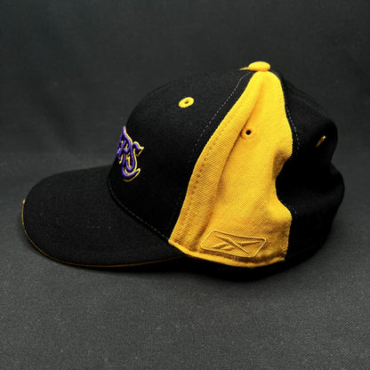 Vintage Reebok Los Angeles Lakers Fitted Hat 7 3/8 NBA Black Gold
