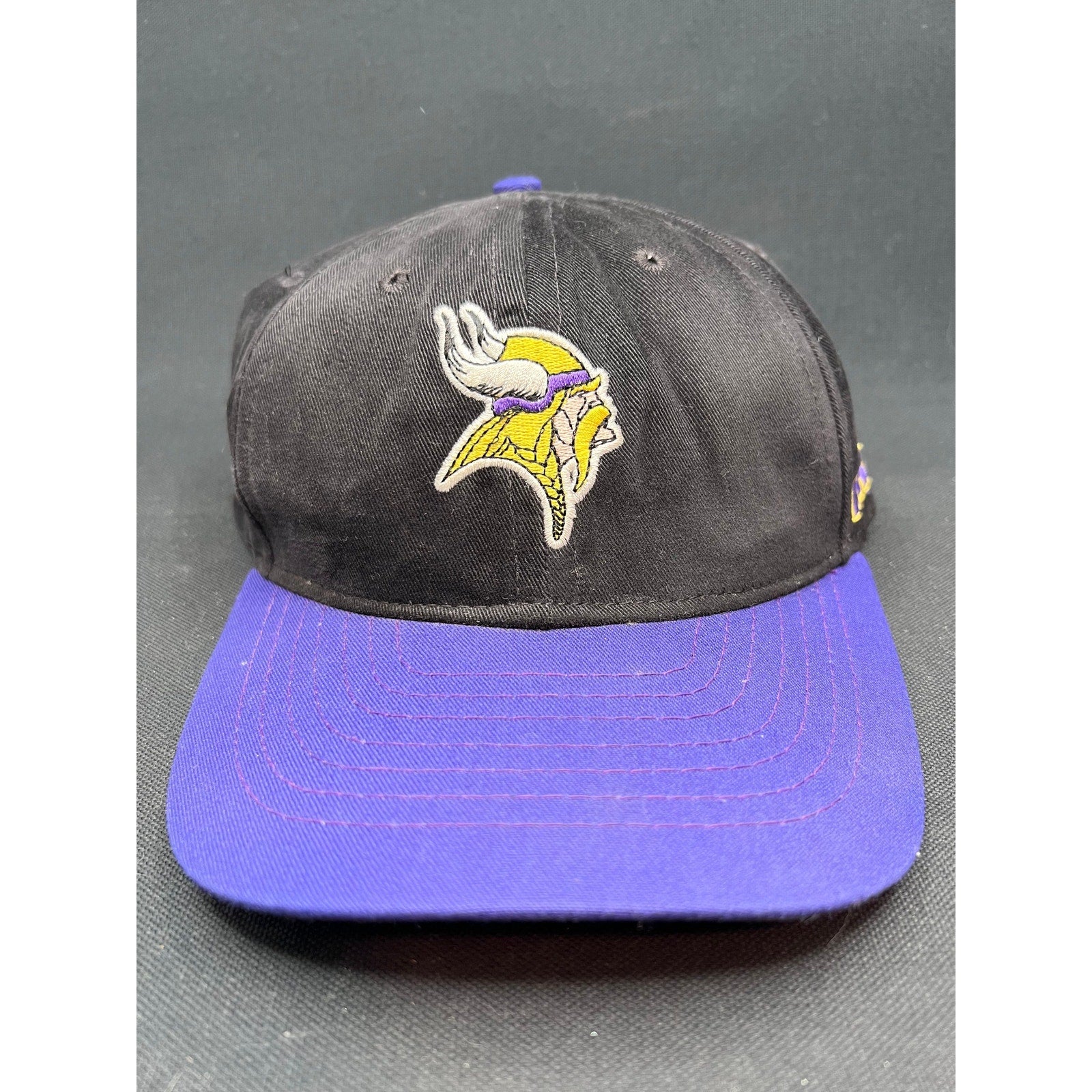 Vintage Minnesota Vikings Logo Athletic Snapback – Black & Purple, Made in USA