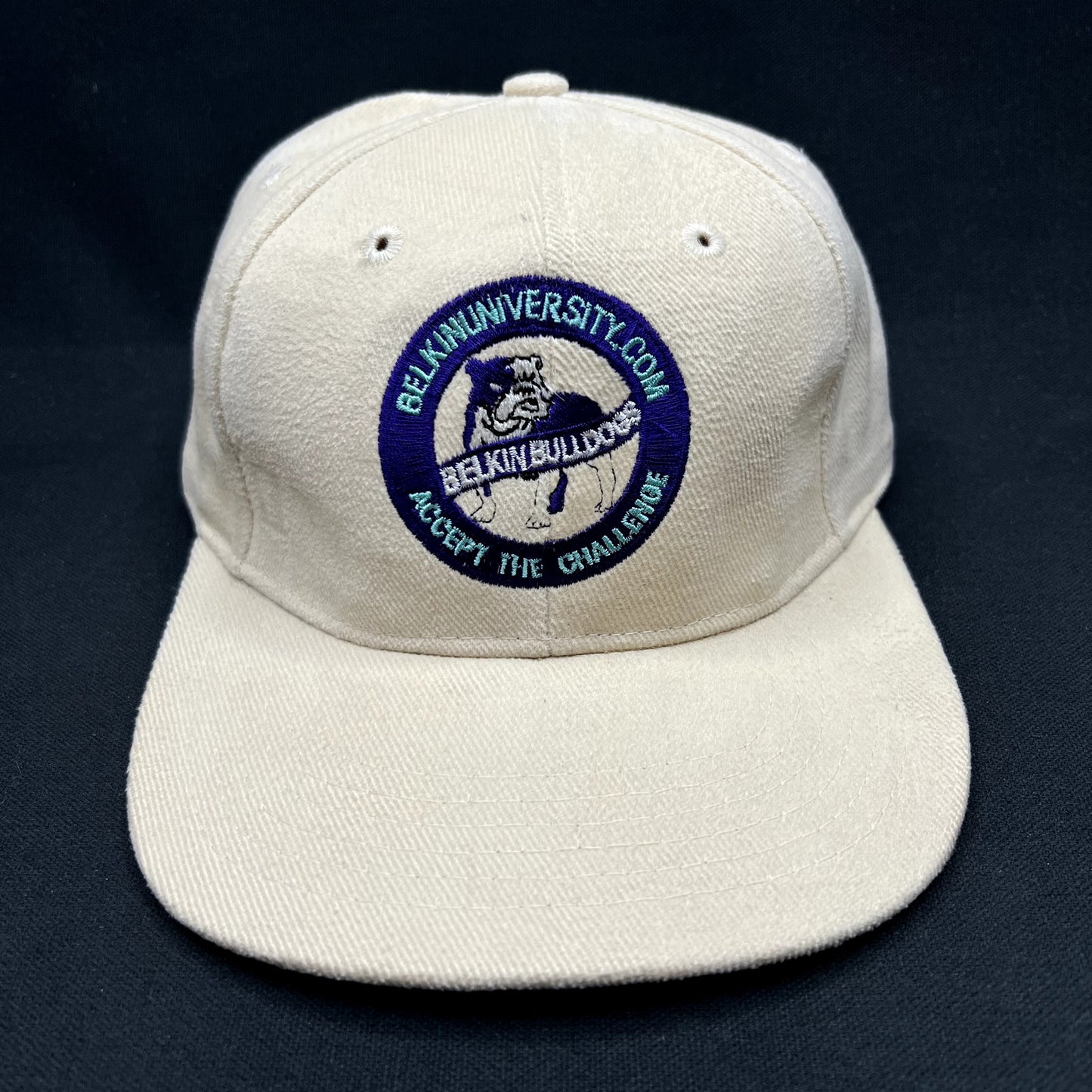 Vintage Belkin University Bulldogs Strapback Hat Cream Headmost Cap