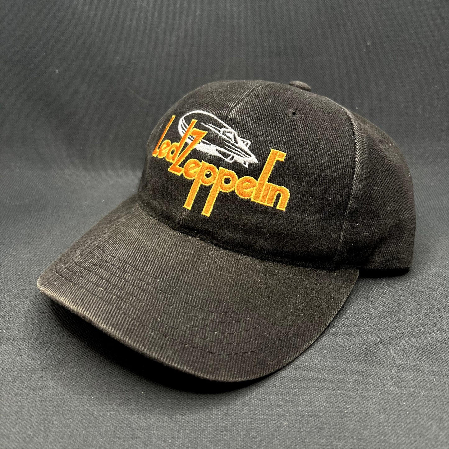 Vintage Led Zeppelin Airship Logo Strapback Hat Black Rock Band Cap 90s Style