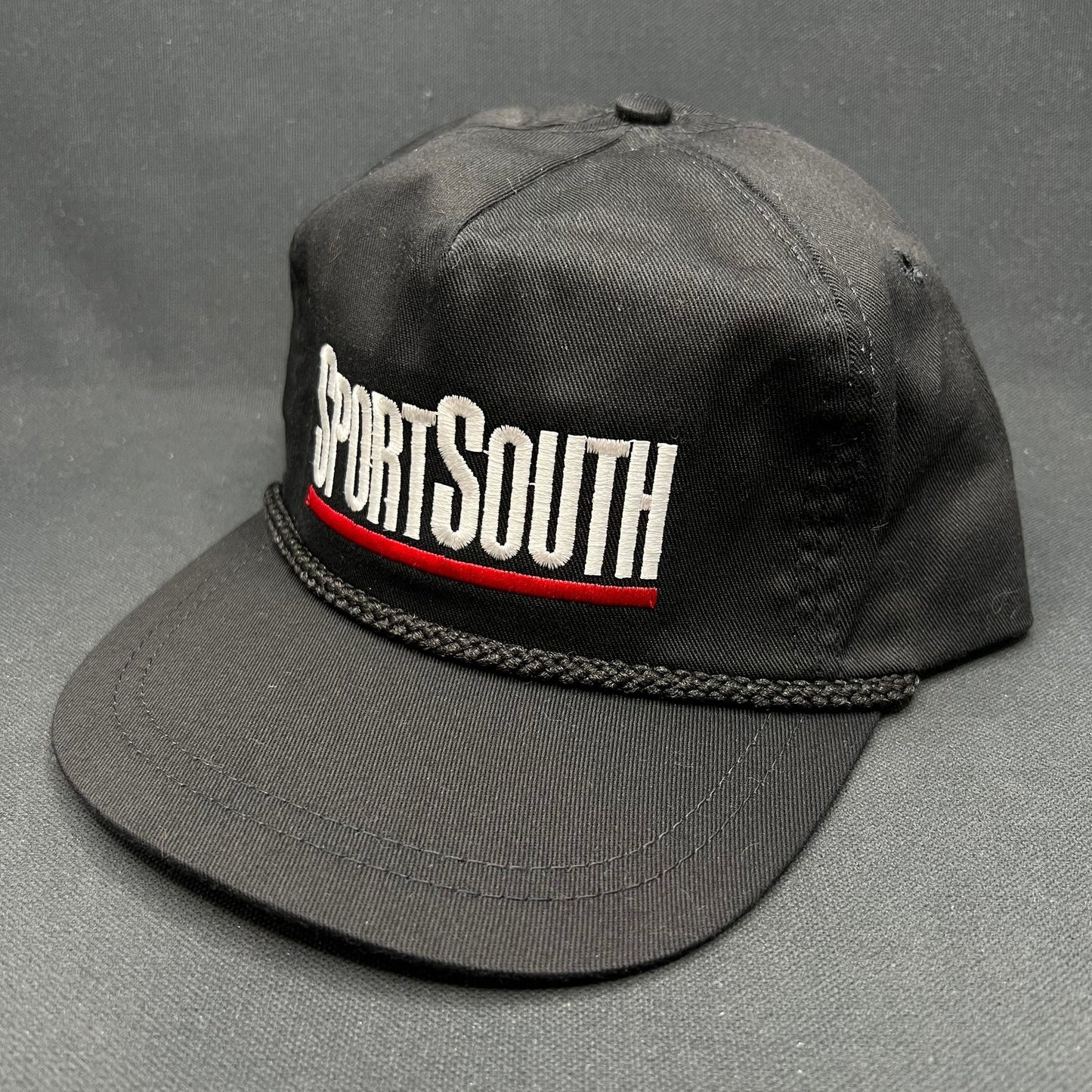 Vintage SportSouth Strapback Hat Black Rope Snapback USA Promo