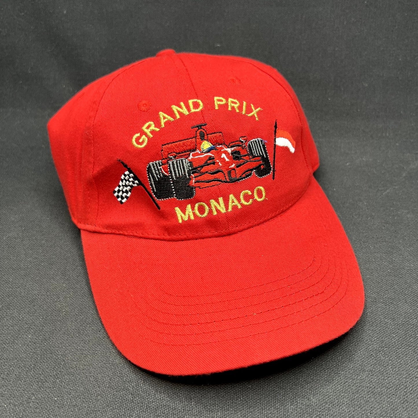 Vintage Monaco Grand Prix Formula 1 Strapback Racing Hat Red