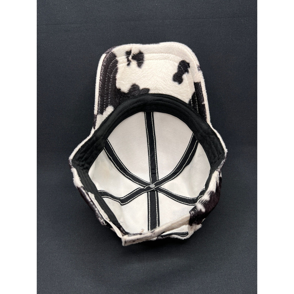 BULA Cow Print Fleece Cap Black White Plush Streetwear Hat