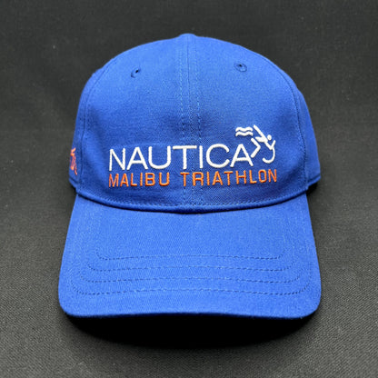 Nautica Malibu Triathlon Blue Strapback Hat OSFA Running Swim Cycling Cap