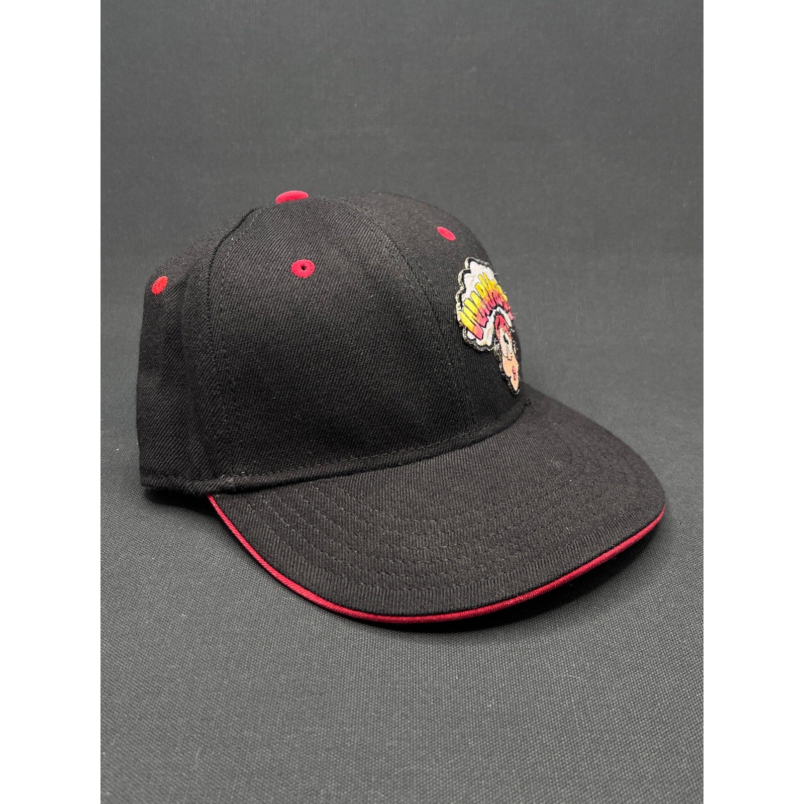 Vintage Warheads Candy Logo Autographed Otto Flex Hat Black Red Y2K Promo Cap