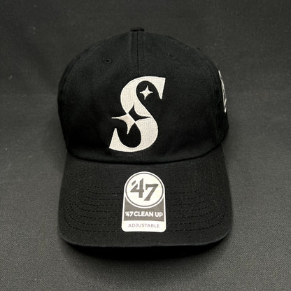 47 Brand Black “S” Strapback Hat Clean Up Adjustable Cap