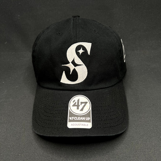 47 Brand Black “S” Strapback Hat Clean Up Adjustable Cap