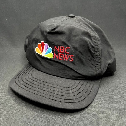 Vintage 90s NBC News Snapback Hat Made in USA C&R Sportswear Black Cap
