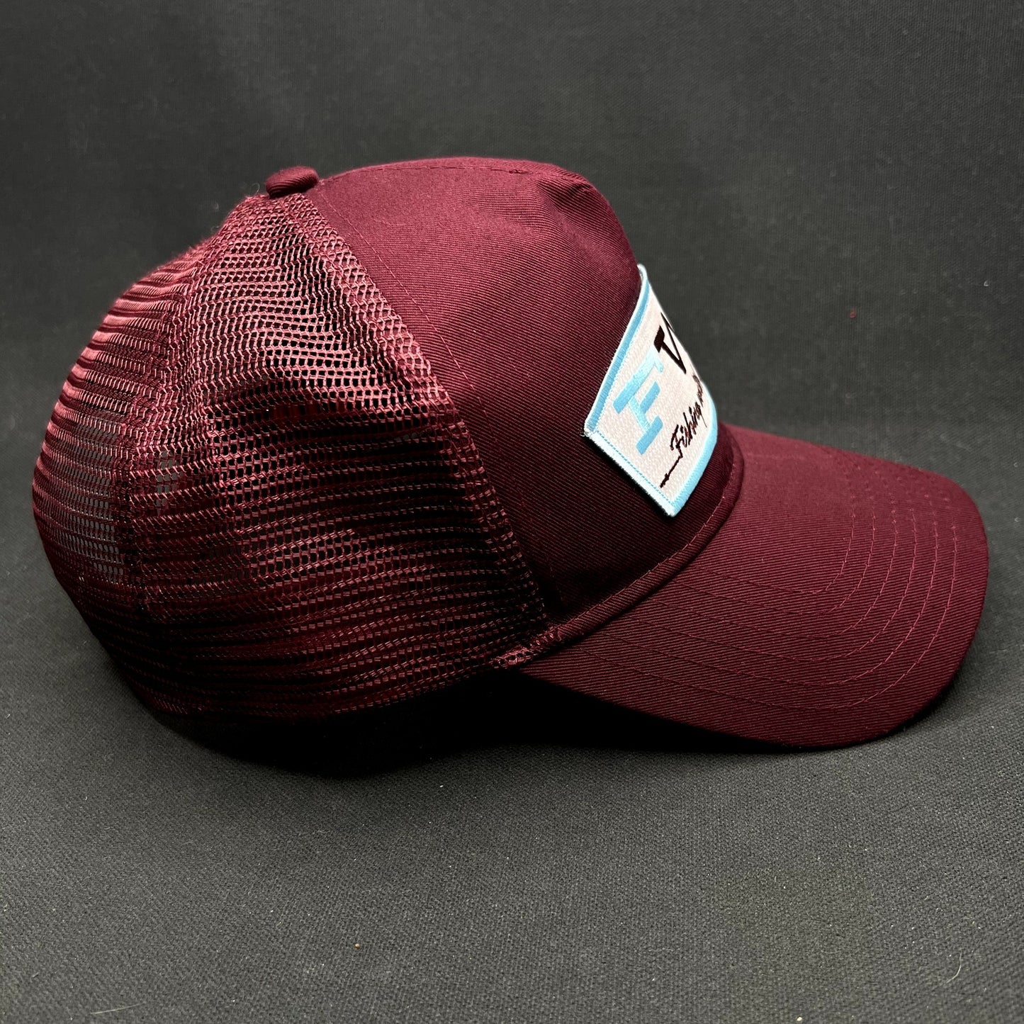 Fishing With Dynamite FWD Otto Snapback Trucker Hat Burgundy Mesh Cap