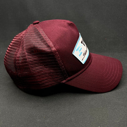 Fishing With Dynamite FWD Otto Snapback Trucker Hat Burgundy Mesh Cap