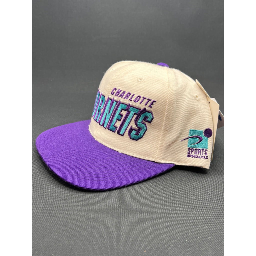 Vintage Charlotte Hornets Shadow Script Hat by Sports Specialties NWT