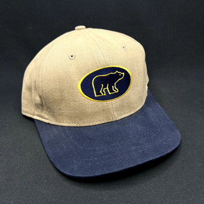 Jack Nicklaus Golden Bear Golf Strapback Hat Khaki Navy Leather Strap Cap