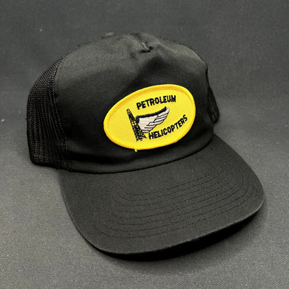 Vintage Petroleum Helicopters Snapback Trucker Hat Black Mesh Oilfield Aviation