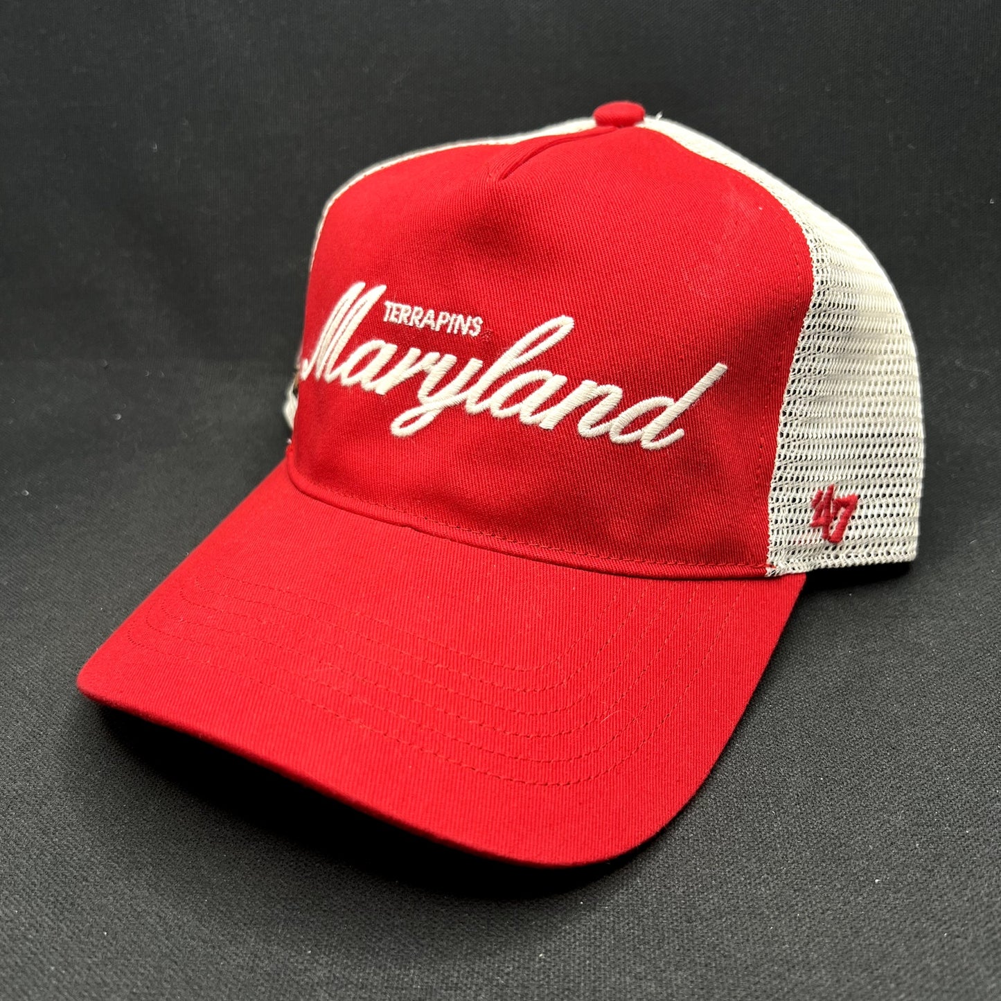 Maryland Terrapins 47 Brand Trucker Snapback Hat Red White NCAA College