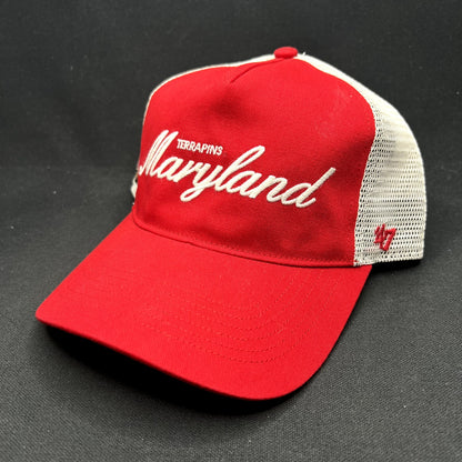 Maryland Terrapins 47 Brand Trucker Snapback Hat Red White NCAA College