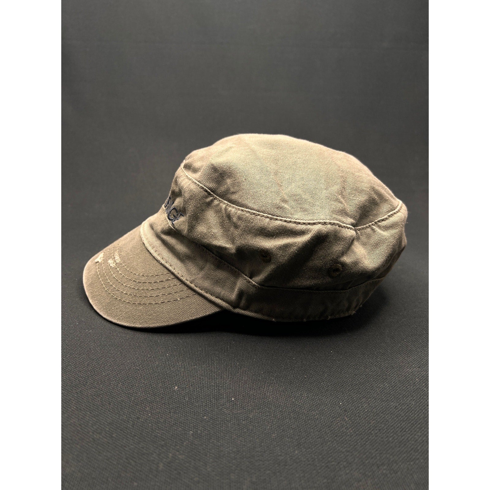 Vintage Lotus Ridge Kauai Military-Style Cap – Distressed Olive Cotton