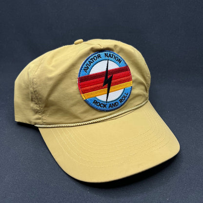 Aviator Nation Rock & Roll Patch Strapback Hat Tan