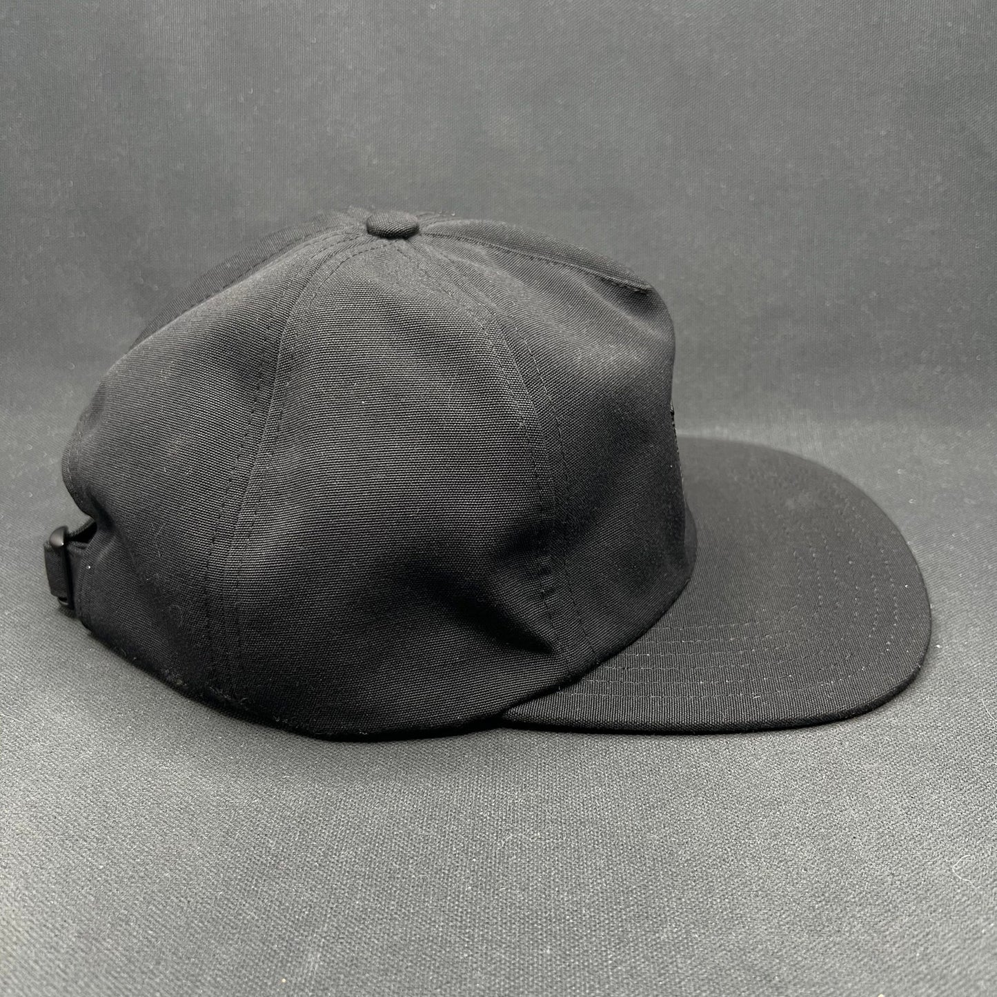 Finisterre 5 Panel Strapback Hat Black Recycled Canvas Patch Cap
