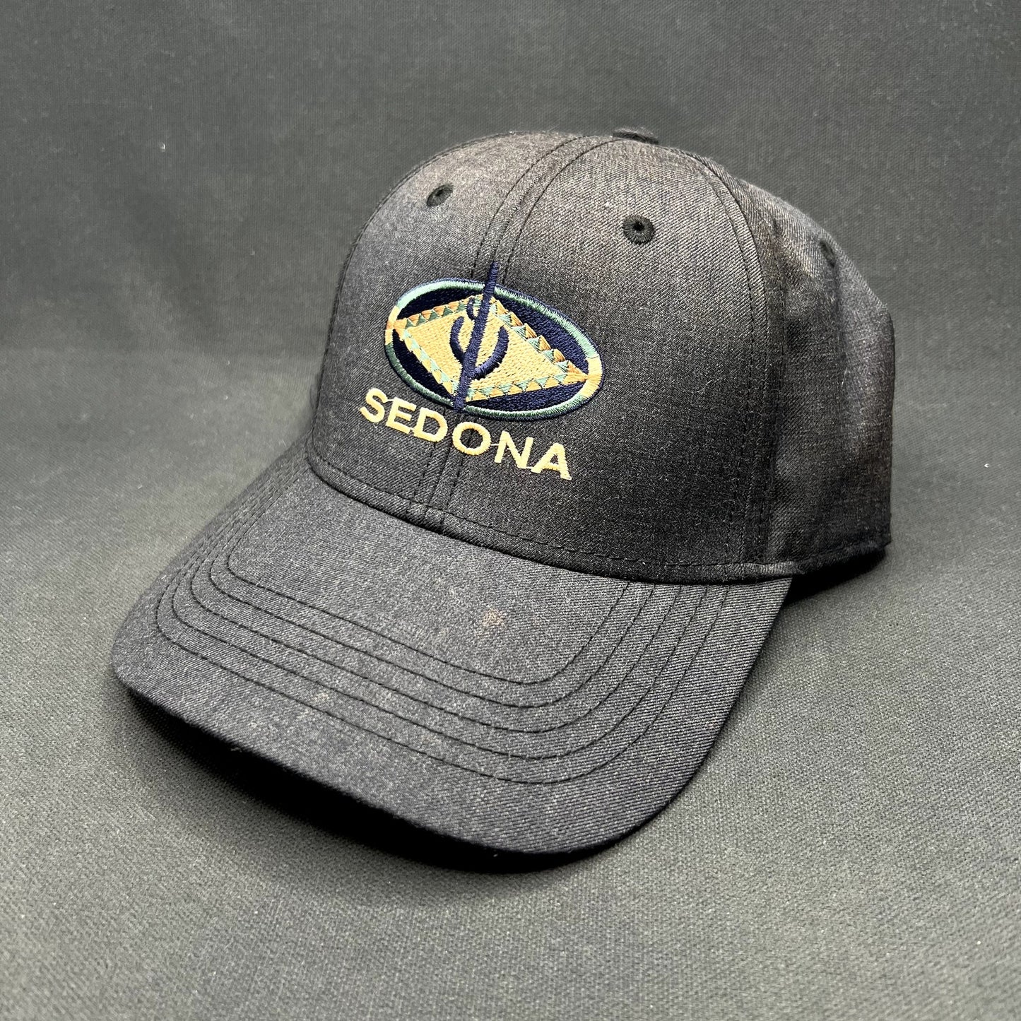 Sedona Arizona Embroidered Logo Strapback Hat Black Sun Faded ACE USA Cap