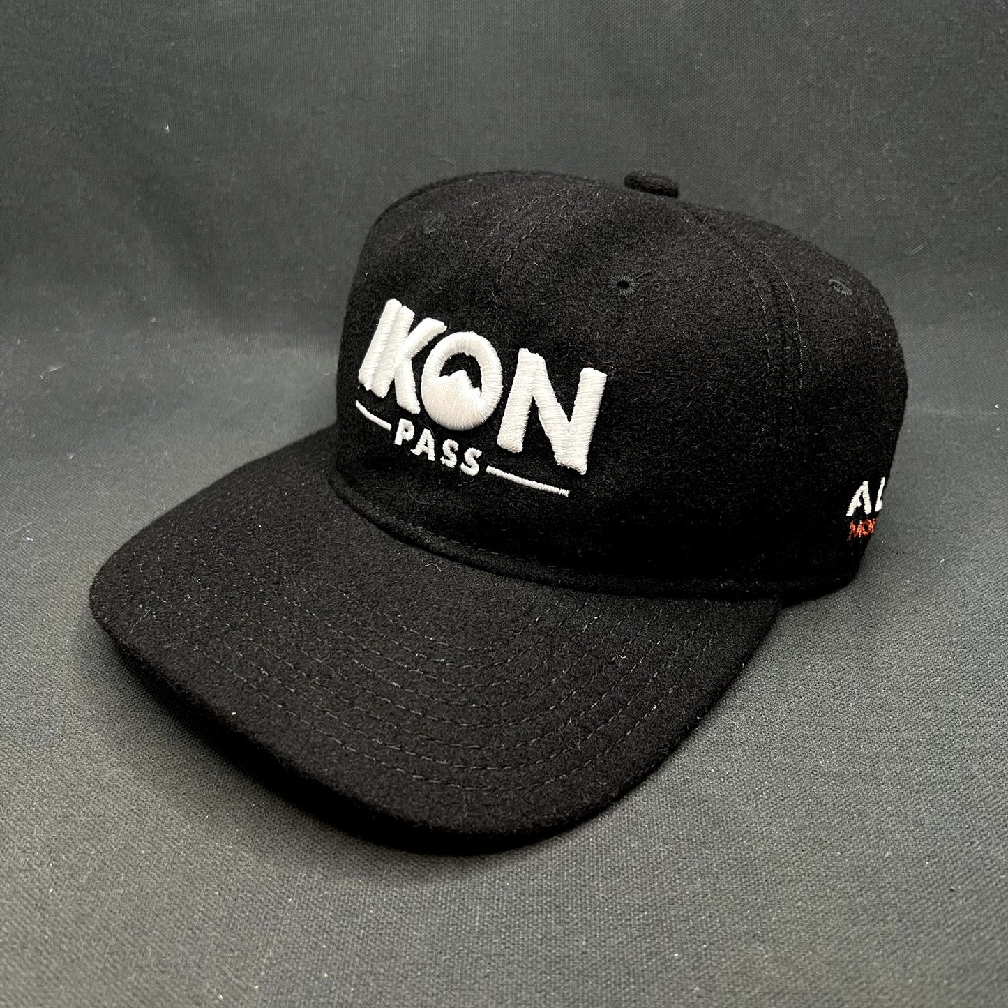 Ikon Pass Mammoth Mountain Black Wool Blend Strapback Hat Otto Ski Snowboard